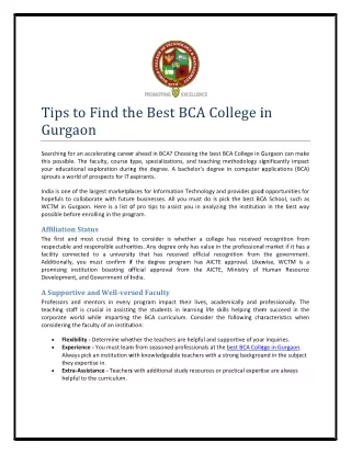 Tips to Find the best BCA college in Gurgaon