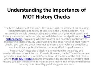 Understanding the Importance of MOT History Checks