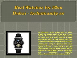 Best Watches for Men Dubai - forhumanity.ae