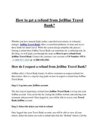 How to get a refund from JetBlue Travel Bank?
