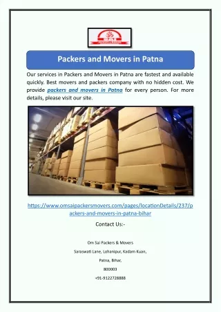 Packers and Movers in Patna