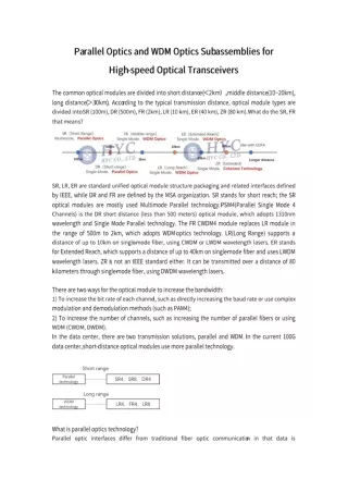 Parallel Optics and WDM Optics Subassemblies for High-speed Optical Transceivers