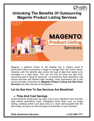 Unlocking the Benefits of Outsourcing Magento Product Listing Services