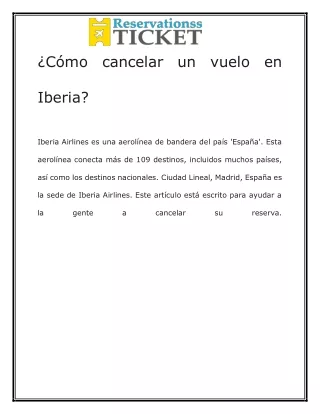 Cómo cancelar un vuelo en Iberia