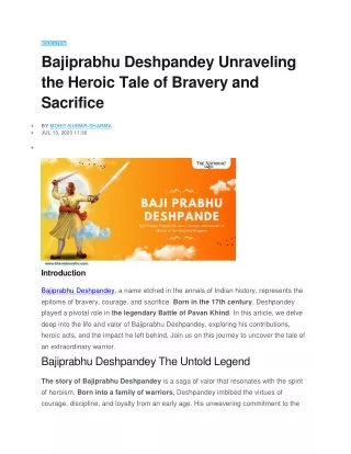 Bajiprabhu Deshpandey Unraveling the Heroic Tale of Bravery and Sacrifice