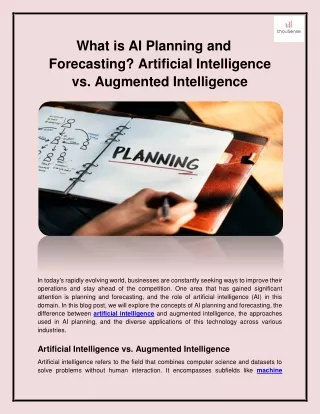 What is AI Planning and Forecasting? AI vs. Augmented Intelligence