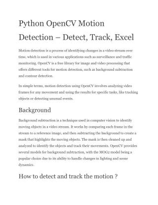 Python OpenCV Motion Detection – Detect, Track, Excel