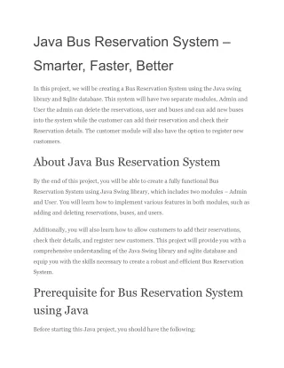 Java Bus Reservation System – Smarter, Faster, Better