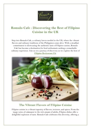 Filipino Restaurant Uk | RomuloCafe.co.uk