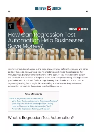 How Can Regression Test Automation Help Businesses Save Money