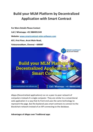 Build your MLM Platform by Decentralized Application with Smart Contract