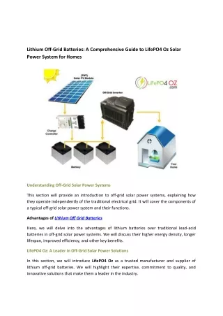 Lithium Off-Grid Batteries: A Comprehensive Guide to LifePO4 Oz Solar