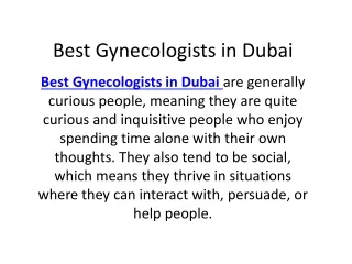 Best Gynecologists in Dubai