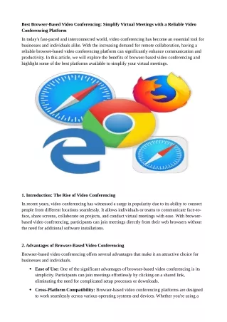 Best Browser-Based Video Conferencing Simplify Virtual Meetings with a Reliable Video Conferencing Platform