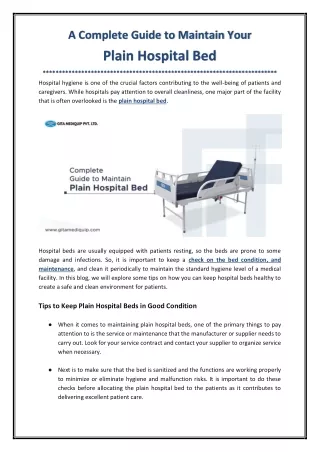 A Complete Guide to Maintain Your Plain Hospital Bed