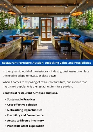 Restaurant Furniture Auction: Unlocking Value and Possibilities