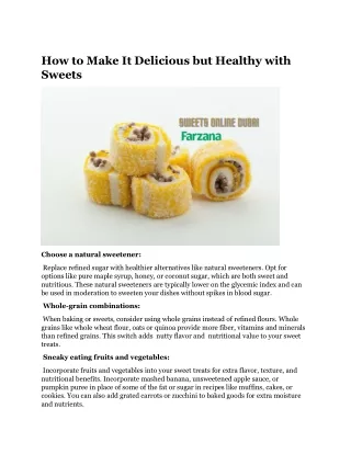 How to Make It Delicious but Healthy with Sweets