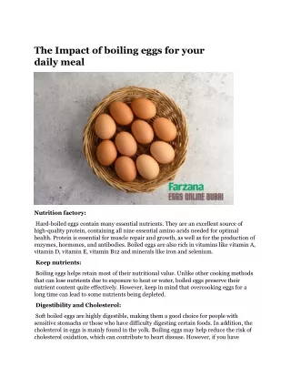 The Impact of boiling eggs for your daily meal