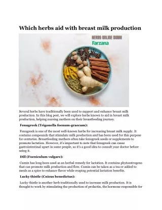 Which herbs aid with breast milk production