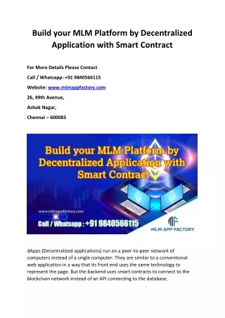 Build your MLM Platform by Decentralized Application with Smart Contract