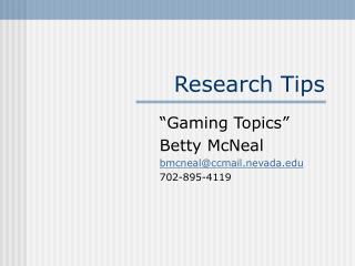 Research Tips
