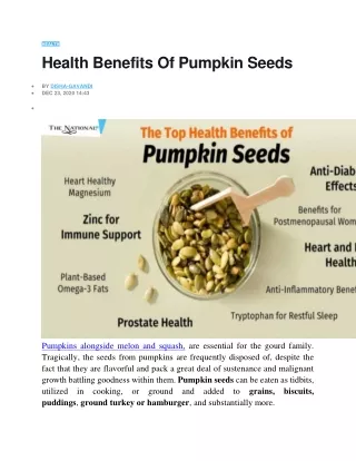 Health Benefits Of Pumpkin Seeds