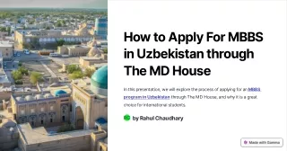 How to Apply For MBBS in Uzbekistan through The MD House