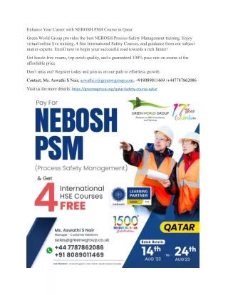 NEBOSH PSM Course in Qatar