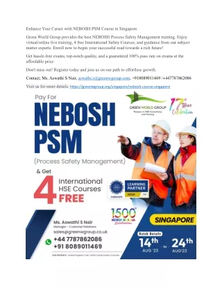 NEBOSH PSM Course in Singapore