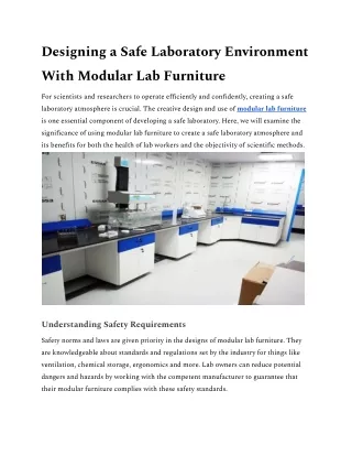 Designing a Safe Laboratory Environment With Modular Lab Furniture
