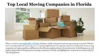 Top Local Moving Companies in Florida
