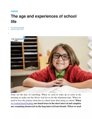 The age and experiences of school life