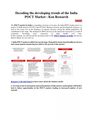 India Point of Care Testing Device Industry - Ken Research