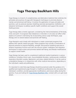 Yoga Therapy Baulkham Hills