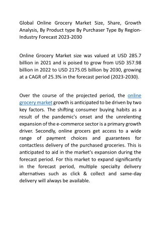 Global Online Grocery Market Size