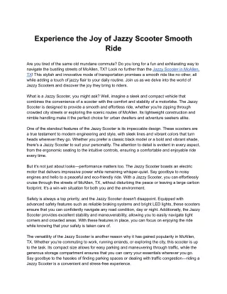 Experience the Joy of Jazzy Scooter Smooth Ride