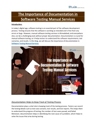 The Importance of Documentation in Software Testing Manual Service