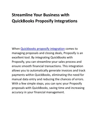 Streamline Your Business with QuickBooks Proposify Integrations