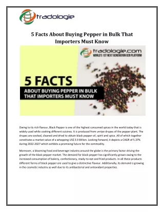 5 Facts About Buying Pepper in Bulk That Importers Must Know