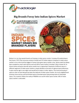 Big Brands Foray Into Indian Spices Market