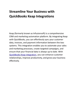 Streamline Your Business with QuickBooks Keap Integration1