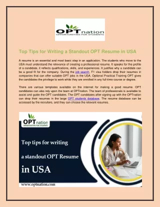 Top tips for writing a standout OPT Resume in USA | OPTnation