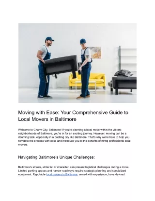 Moving with Ease_ Your Comprehensive Guide to Local Movers in Baltimore