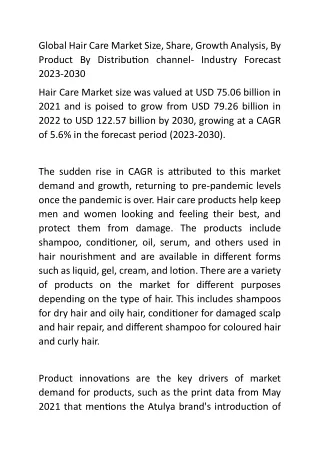 Global Hair Care Market Size