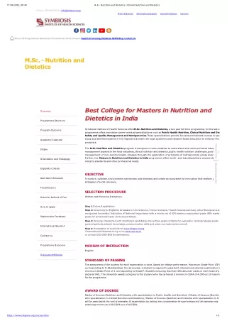 M.Sc. Nutrition and Dietetics _ Clinical Nutrition and Dietetics