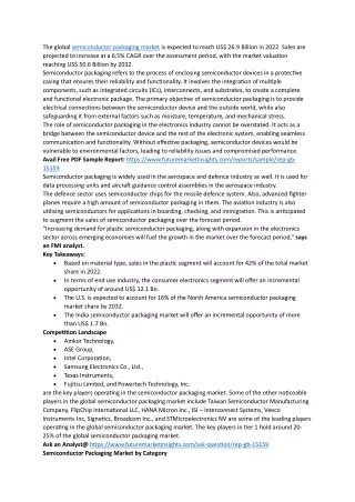 Growth Prospects of the Semiconductor Packaging Market 2022-2032