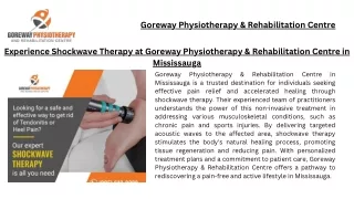 Experience Shockwave Therapy at Goreway Physiotherapy & Rehabilitation Centre