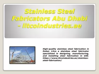 Stainless Steel Fabricators Abu Dhabi - litcoindustries.ae