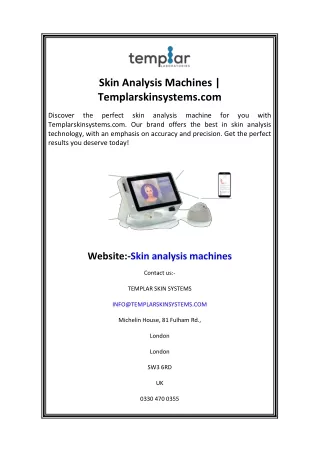 Skin Analysis Machines  Templarskinsystems.com