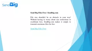 Send Big Files Free  Sendbig.com